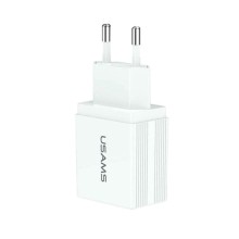 СЗУ USAMS US-CC090 T24 2.1A Dual USB Travel Charger （EU） – Белый