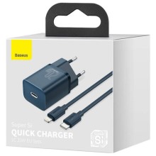 МЗП Baseus Super Si Quick Charger 1C 20W + кабель Type-C to Lightning (TZCCSUP-B) – Синій