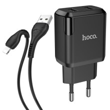МЗП HOCO N7 (2USB/2,1A) + USB - Lightning – Чорний