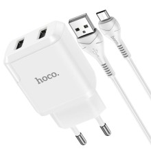 СЗУ HOCO N7 (2USB/2,1A) + USB - MicroUSB – Белый