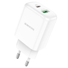 МЗП Borofone BN4 PD20W+QC3.0 (1USB/1Type-C/3A) – Білий