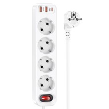 Подовжувач Hoco NS1 Aura PD20W (2USB/1Type-C/4xSocket) – White