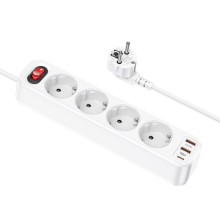 Подовжувач Hoco NS1 Aura PD20W (2USB/1Type-C/4xSocket) – White