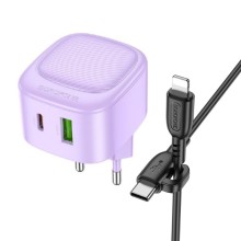 СЗУ Borofone BAS22A Fortune PD20W+QC3.0 (1C1A) + Type-C to Lightning – Purple