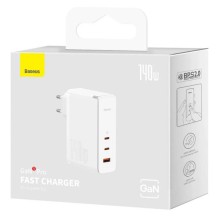 МЗП Baseus GaN5 Pro 2Type-C+USB 140W EU (with Type-C to Type-C 140W (1m)) (CCGP100201) – White