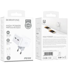 СЗУ Borofone BA76A Source PD35W (2Type-C) + Type-C to Lightning – White