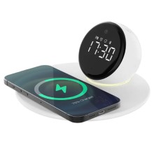 БЗУ WIWU Wi-W017 15W Wireless Charger+Digital Alarm+Bluetooth Speaker (White)