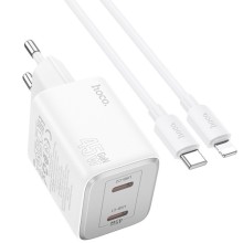 СЗУ Hoco N42 Elogiado 2C PD45W + Type to Lightning – White