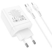 СЗУ Hoco N33 Start PD35W (2C/1A) + Type-C to Lightning – White