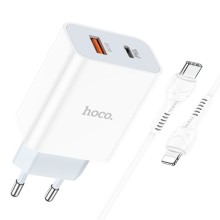 МЗП HOCO C97A PD20W+QC3.0 (1USB/1Type-C/3A) + Type-C to Lightning – Білий