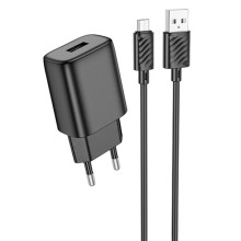 СЗУ Hoco C134A Solid 1USB-A 12W + MicroUSB – Black