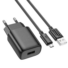 СЗУ Hoco C134A Solid 1USB-A 12W + MicroUSB – Black