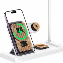 БЗП Usams US-CD195 15W 4in1 Wireless Charging Holder With Table Lamp – White