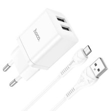 МЗП Hoco N25 Maker (2USB-A) + USB to MicroUSB – White