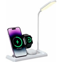 БЗУ Usams US-CD195 15W 4in1 Wireless Charging Holder With Table Lamp – White