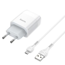 МЗП Hoco C73A (2USB/2.4A) + microUSB – Білий