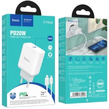 СЗУ Hoco C104A PD 20W Type-C to Lightning – White