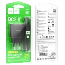 МЗП Hoco C140A Smart QC3.0 (1USB/3A) + Type-C – Black