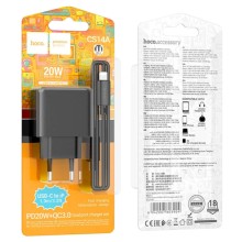 СЗУ Hoco CS14A PD20W+QC3.0 (1USB-A/1C) + Type-C to Lightning – Black