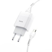 МЗП Hoco C73A (2USB/2.4A) + microUSB – Білий