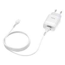 МЗП Hoco C73A (2USB/2.4A) + microUSB – Білий