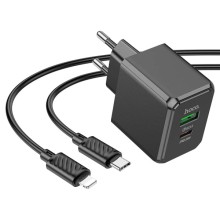 СЗУ Hoco CS14A PD20W+QC3.0 (1USB-A/1C) + Type-C to Lightning – Black