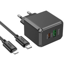 СЗУ Hoco CS14A PD20W+QC3.0 (1USB-A/1C) + Type-C to Lightning – Black