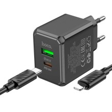 СЗУ Hoco CS14A PD20W+QC3.0 (1USB-A/1C) + Type-C to Lightning – Black