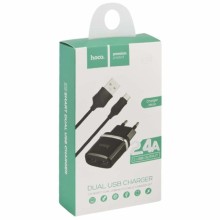 СЗУ Hoco C12 Charger + Cable (Micro) 2.4A 2USB – Черный