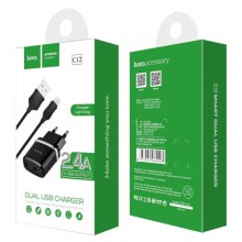 СЗУ Hoco C12 Charger + Cable Lightning 2.4A 2USB – Черный