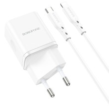 МЗП Borofone BN7 PD20W+QC3.0 (1USB-A/1C) + Type-C to Lightning – White