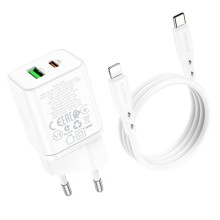 МЗП Borofone BN7 PD20W+QC3.0 (1USB-A/1C) + Type-C to Lightning – White