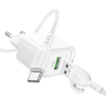 СЗУ Borofone BAS42A Potential QC3.0 (1USB-A) + Type-C – White