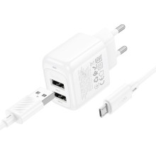 СЗУ Hoco CS51A Surplus (2USB-A) + MicroUSB – White