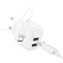 СЗУ Hoco CS51A Surplus (2USB-A) + MicroUSB – White