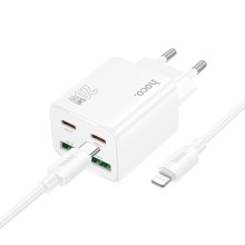 СЗУ Hoco N55 Fundador PD20W four-port (2USB-A/2C) + Type-C to Lightning – White