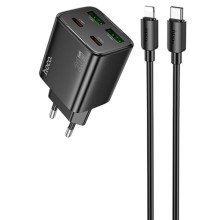 СЗУ Hoco N55 Fundador PD20W four-port (2USB-A/2C) + Type-C to Lightning – Black