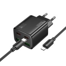 СЗУ Hoco N55 Fundador PD20W four-port (2USB-A/2C) + Type-C to Lightning – Black