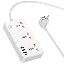 Удлинитель Hoco AC8A Storm (PD30W/1C/3A/3xSocket) (1.5m) – White