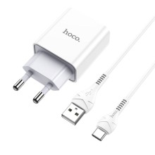 МЗП Hoco C81A Asombroso 2.1A (1USB-A) + кабель USB to Type-C – Білий