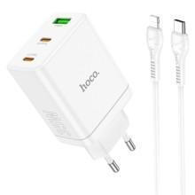 СЗУ Hoco N33 Start PD35W (1USB-A/2C) + кабель Type-C to Lightning – Белый