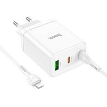 СЗУ Hoco N33 Start PD35W (1USB-A/2C) + кабель Type-C to Lightning – Белый