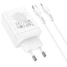 СЗУ Hoco N33 Start PD35W (1USB-A/2C) + кабель Type-C to Lightning – Белый