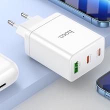 СЗУ Hoco N33 Start PD35W (1USB-A/2C) + кабель Type-C to Lightning – Белый