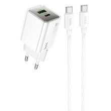 МЗП Hoco N46 Glorious PD20W+QC3.0 (1USB-A/1C) + кабель Type-C to Type-C – Білий