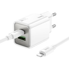 МЗП Hoco N46 Glorious PD20W+QC3.0 (1USB-A/1C) + кабель Type-C to Lightning – Білий