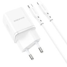 СЗУ Borofone BN7 PD20W+QC3.0 (1USB-A/1C) + кабель Type-C to Lightning – Белый