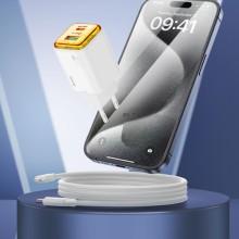 СЗУ Hoco N53 Monsoon PD30W+QC3.0 (1USB-A/1C) + кабель Type-C to Lightning – Белый