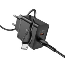 МЗП Hoco N35 Streamer PD45W (2USB-C) + кабель Type-C to Type-C – Чорний