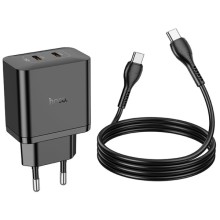 МЗП Hoco N35 Streamer PD45W (2USB-C) + кабель Type-C to Type-C – Чорний